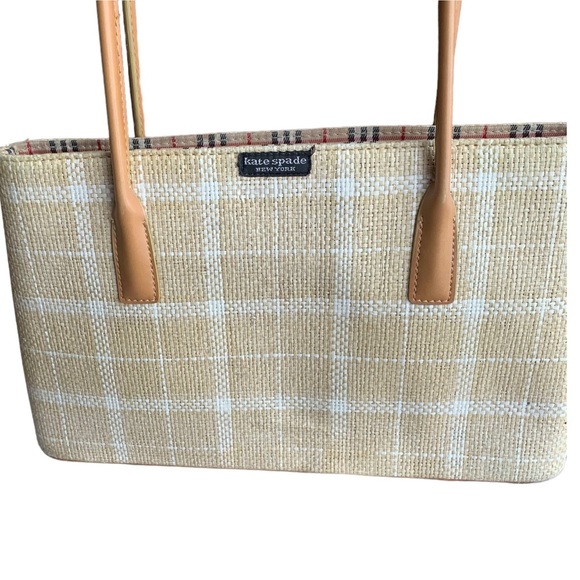 Kate SPADE JUTE BAG PLAID CHECK PRINT - Picture 2 of 11